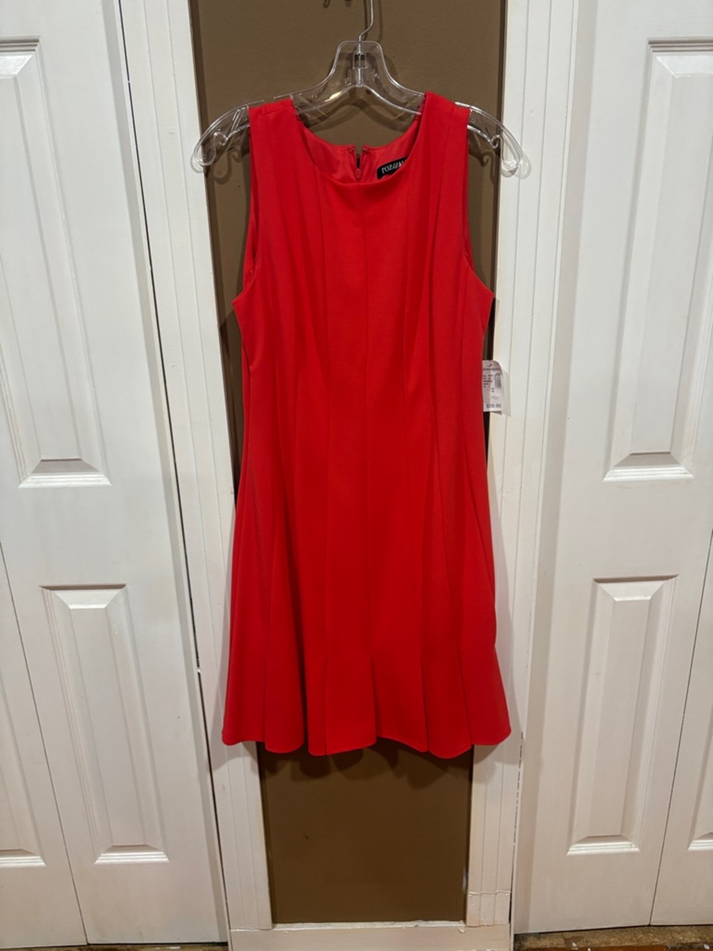 Roz & Ali Bright Red Sleeveless Fit-and-Flare Dress- Dress Barn